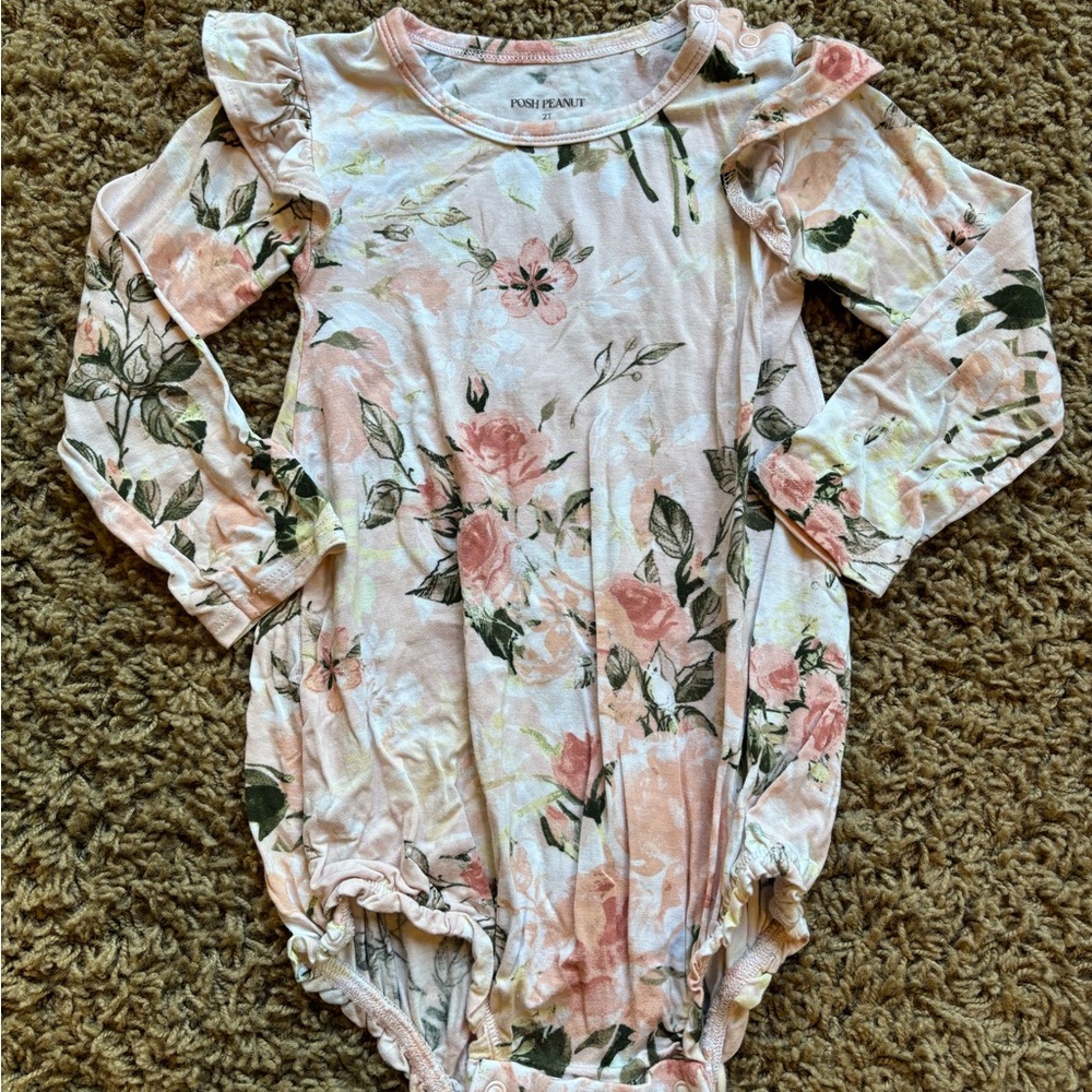 Posh Peanut Pink and Cream Floral Bodysuit